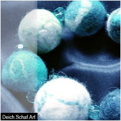 Kugelkette "Meer" mit lagune Glasschliffperlen