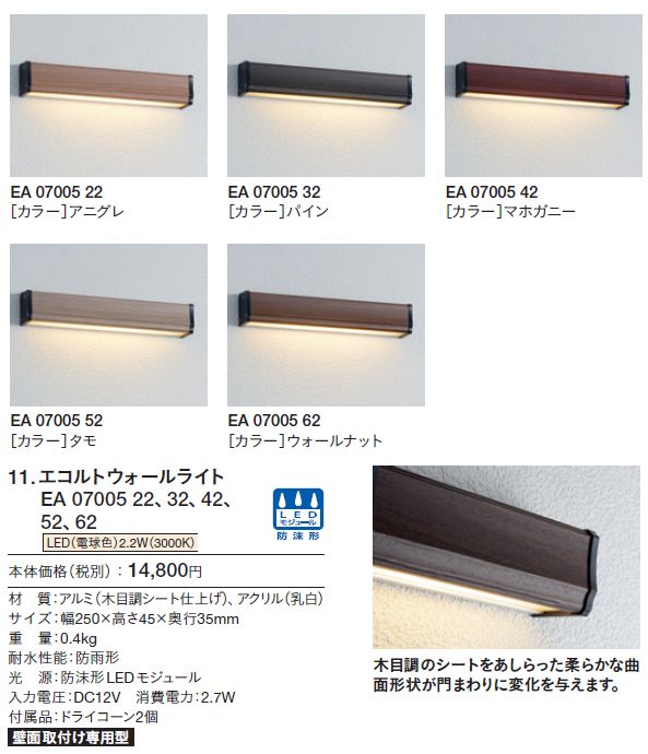 新品ユニソン エコルトウォールライト EA 07005 62 ブラウン
