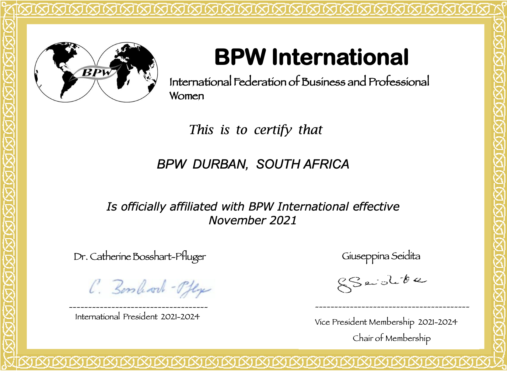 New Affiliate Club - BPW Durban, South Africa