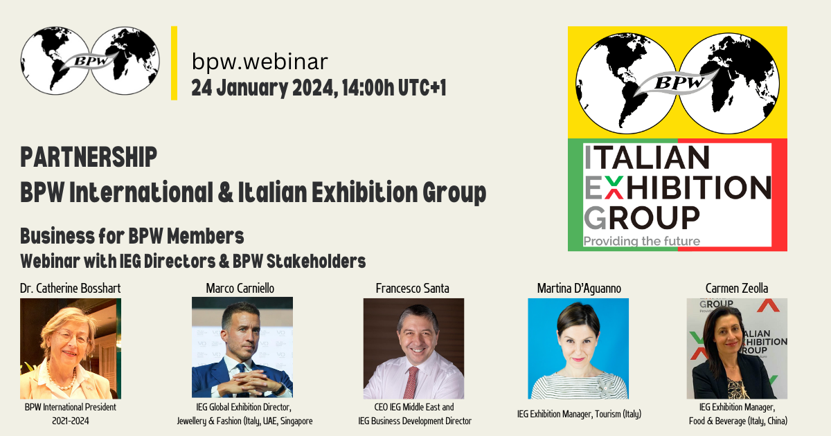 New bpw.webinar - Partnership BPW International & IEG, Business for BPW Members - Register now!