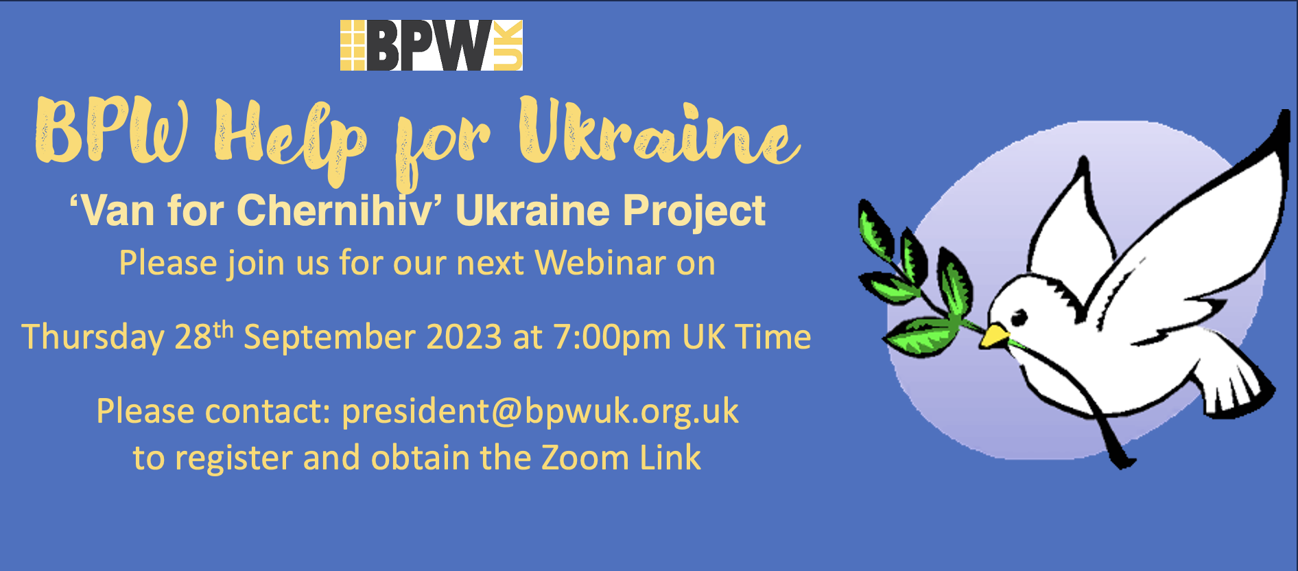 A Van for Chernihiv - BPW Help for Ukraine - Invitation to the next webinar