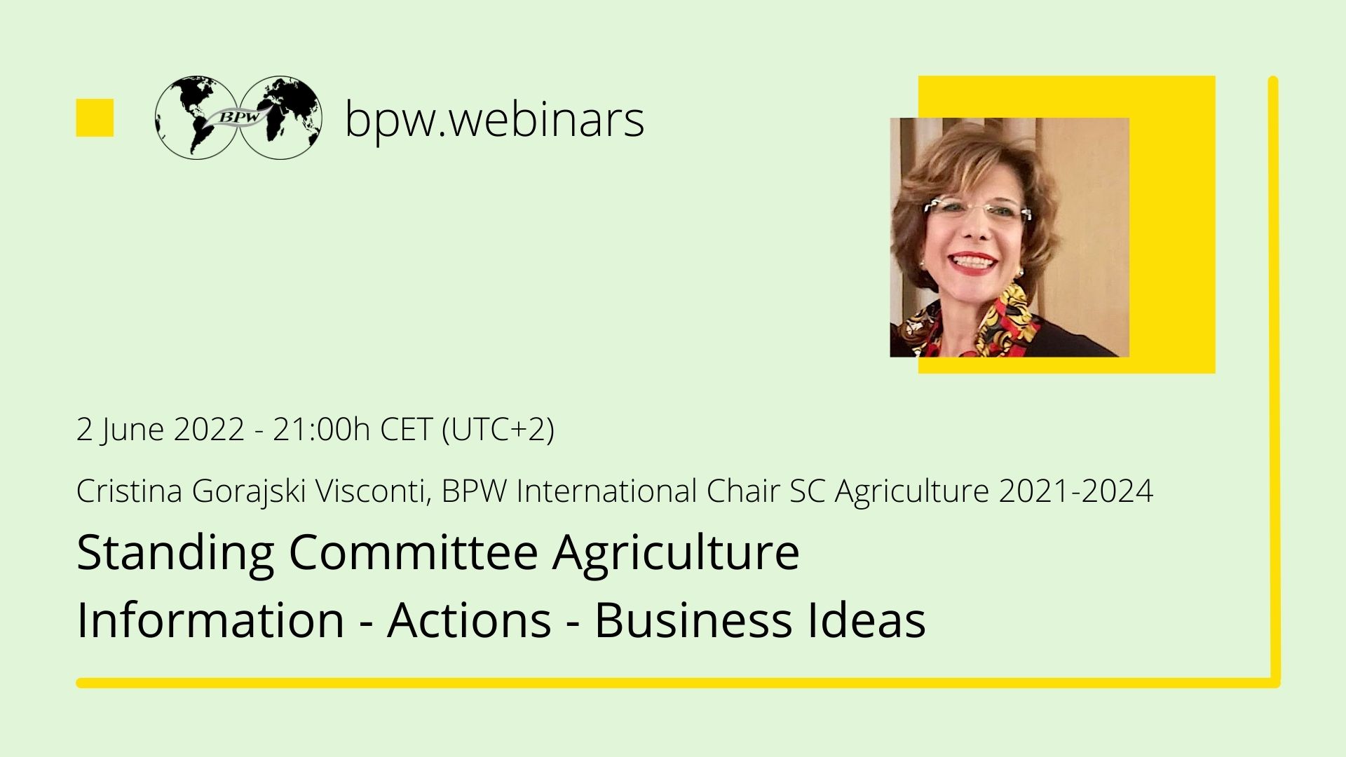 bpw.webinars - Video "Standing Committee Agriculture - Information, Actions, Business Ideas"