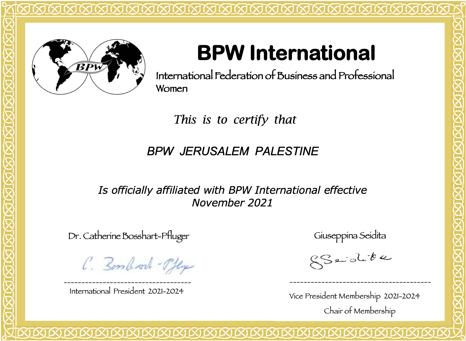 New Affiliate Club - BPW Jerusalem Palestine, Palestine