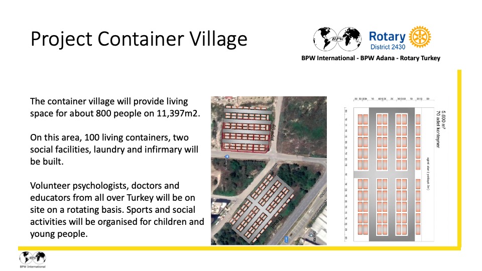 BPW International Help for Turkey - Project Container Village - with Updates