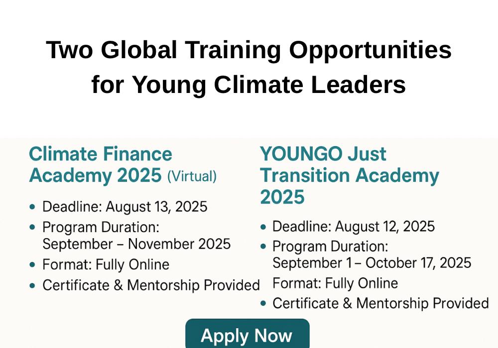 Two Global Training Opportunities for Young Climate Leaders for 