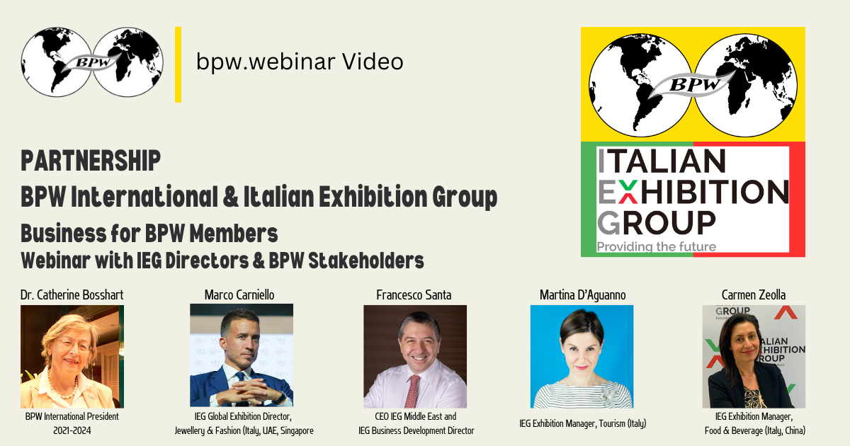 NEW Video bpw.webinar - BPW International & Italian Exhibition Group IEG  Business for BPW Members