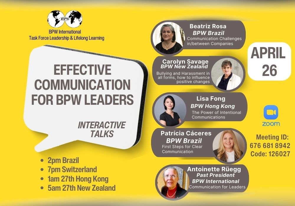 Invitation to a Zoom Meeting Task Force Leadership & Lifelong Learning - Effective Communication for BPW Leaders