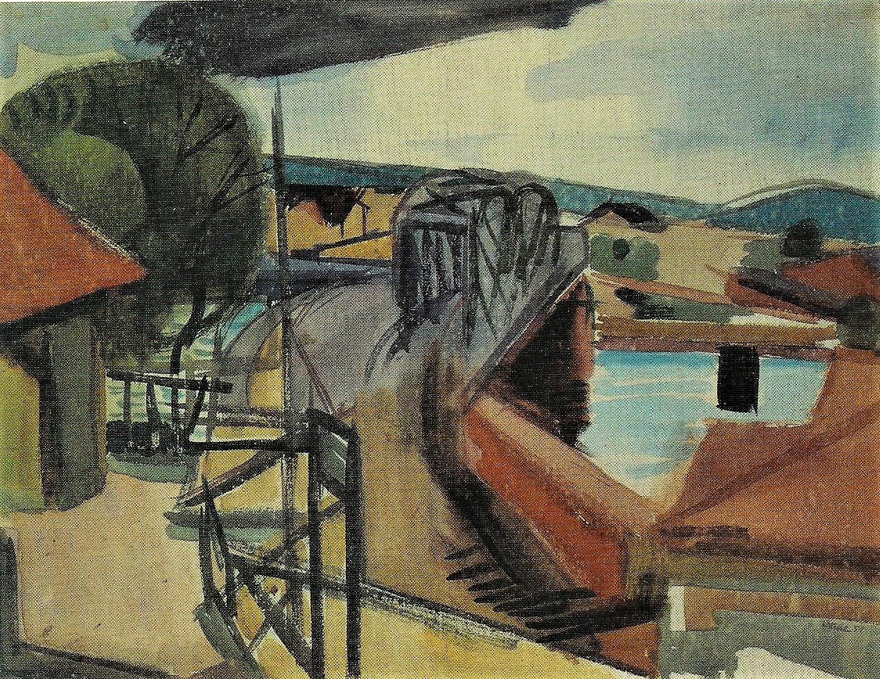 Hans Düne: Eisenbahnbrücke Hameln, 1951