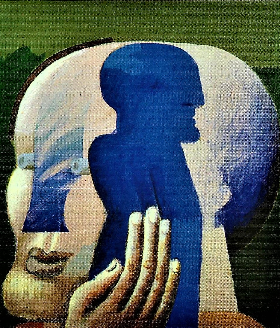 Horst Antes: 3/4 Kopf mit blauer Figur, 1972