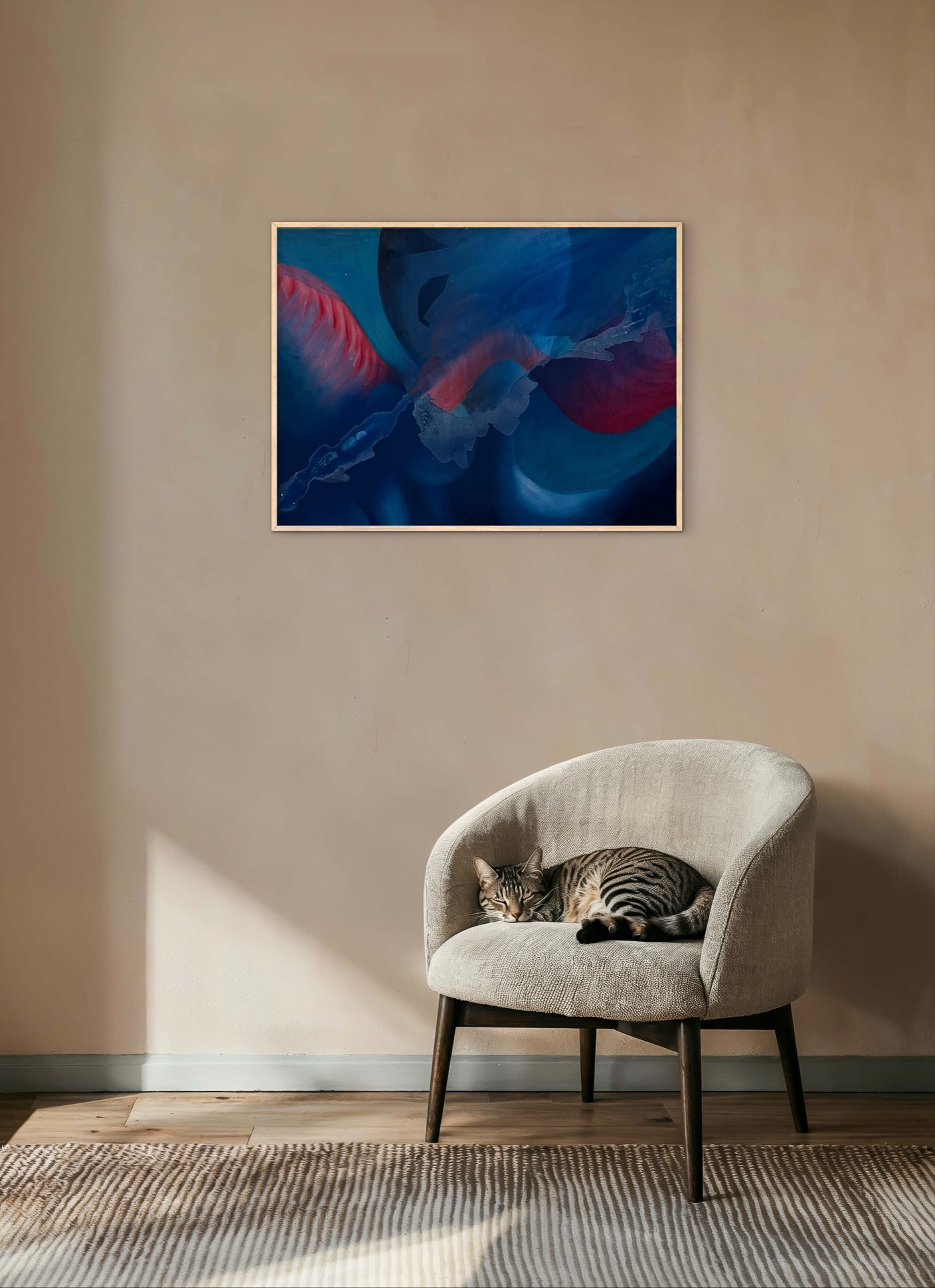 Futuristisches Acrylbild blau und rot
