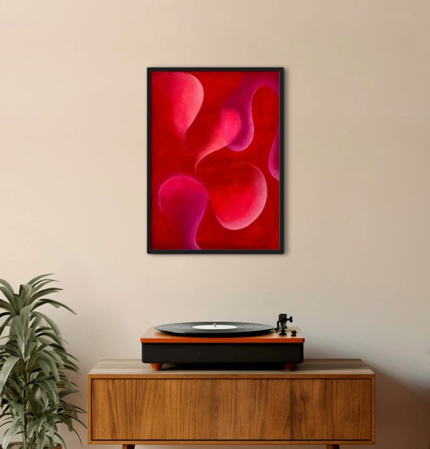 Modernes Acrylgemäde in rot