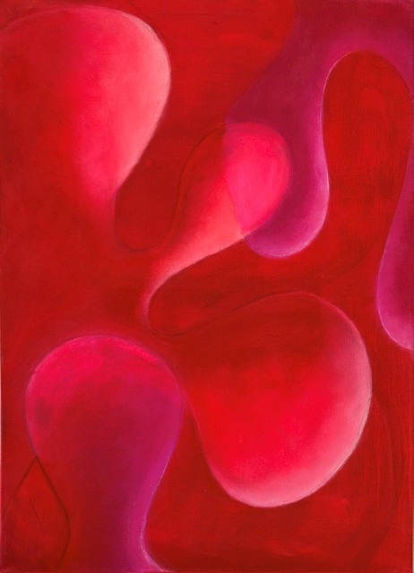 Futuristisches Acrylgemäde in rot