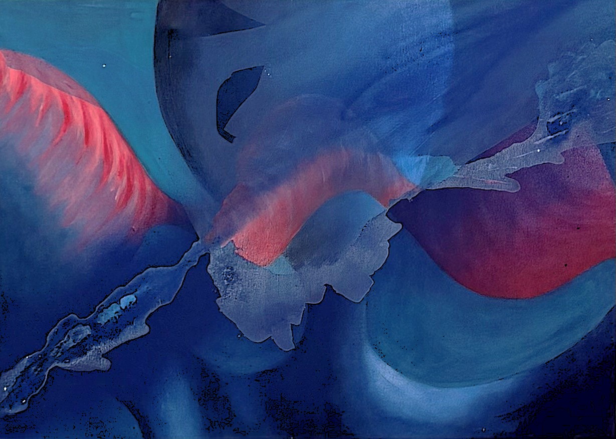 Modernes Acrylbild blau und rot