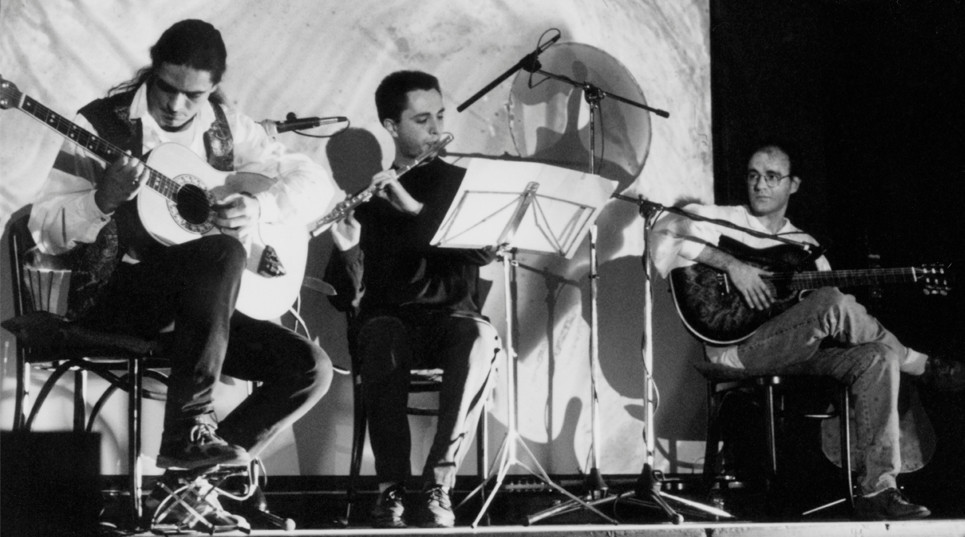 Primer concierto del Julio García trío. Mercado Puerta de Toledo. Julio García, Alfonso Gutiérrez, Isidro Solera