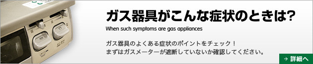 ガス機器のよくある症状のポイントのチェックガイドです。