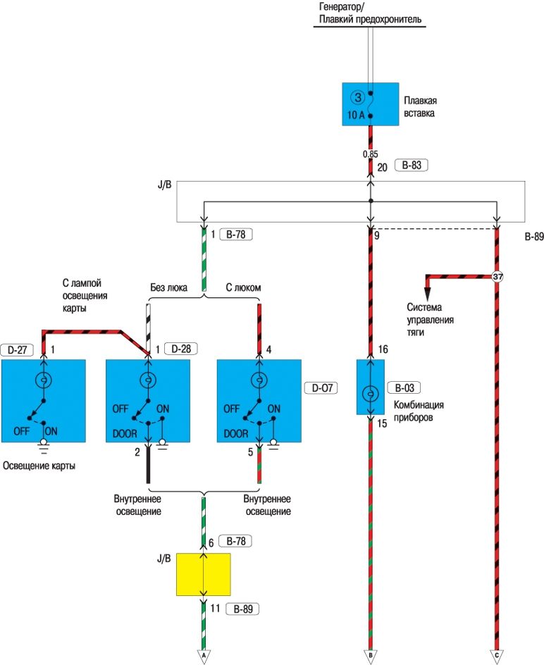 CARISMA Interior Lighting and Trunk Lighting Schematic