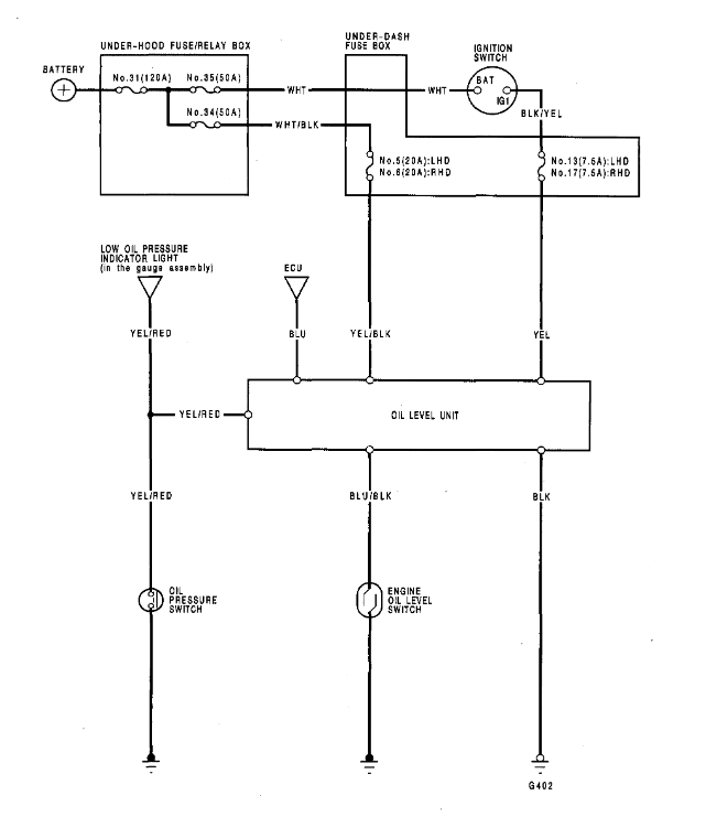 Acura Legend Oil Pressure Control Wiring Diagram