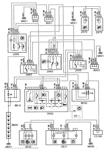 CITROEN Xantia Fog lights and lanterns wiring diagram