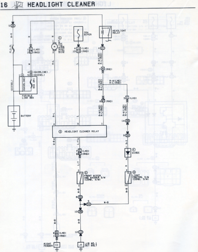 CARINA 2 Headlight Cleaner Wiring Diagram