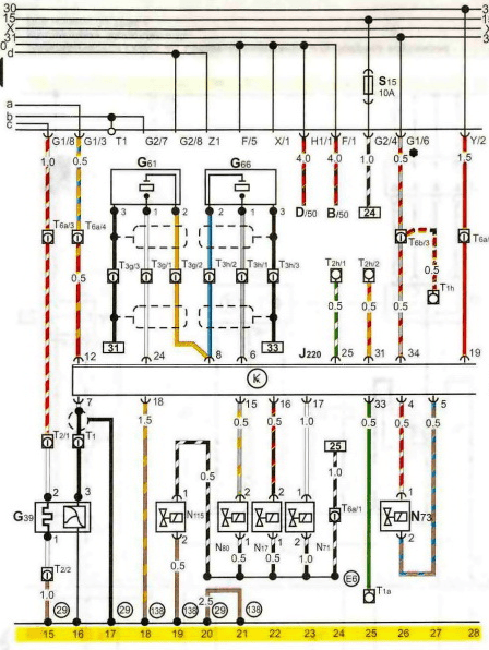 1994 PASSAT B3 & B4 KE-Motronik Fuel Injection System, Control Unit, Knock Sensor and Lambda Sensor Scheme