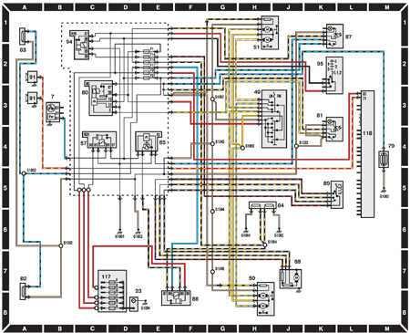 FORD Escort beep, window heaters, power mirrors Wiring Diagram