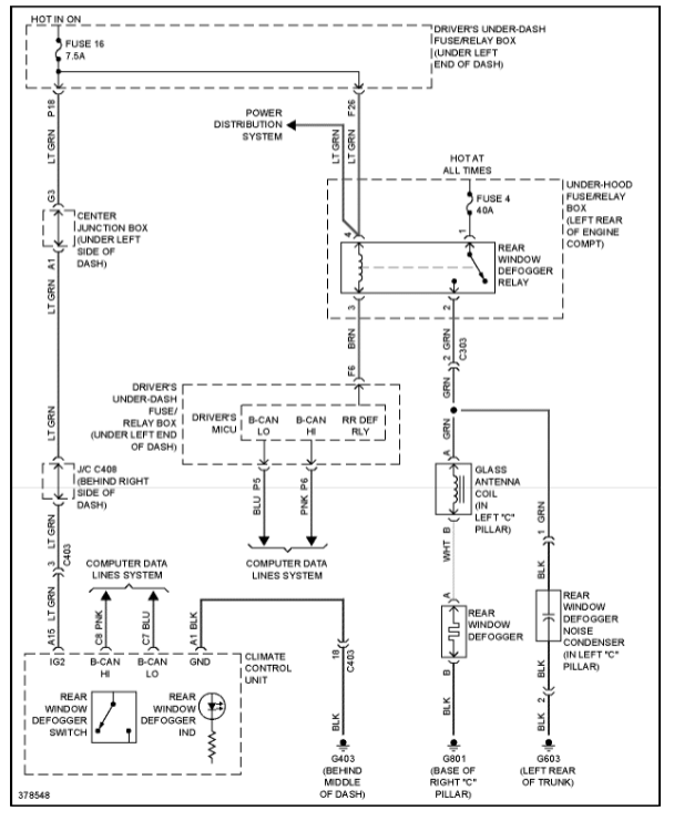 Acura TL Rear Defogger Wiring Diagram