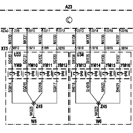 UNIMOG Part of Circuit Diagram of the Electrical Circuit of the Solenoid Valves YM9 - YM16