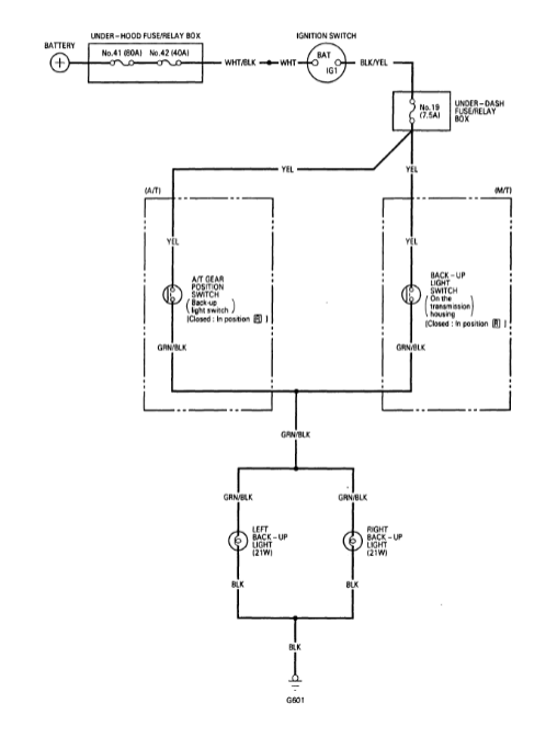 Acura EL Back up Lights Wiring Diagram