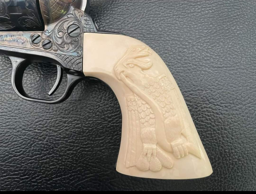 Colt SAA with carved mammoth ivory grips