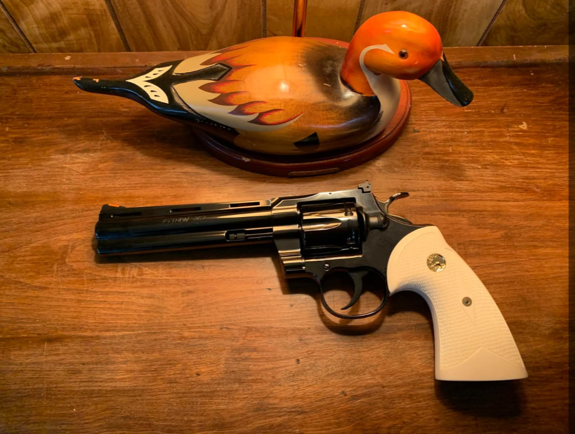 Colt Python with checkered mammoth ivory grips 