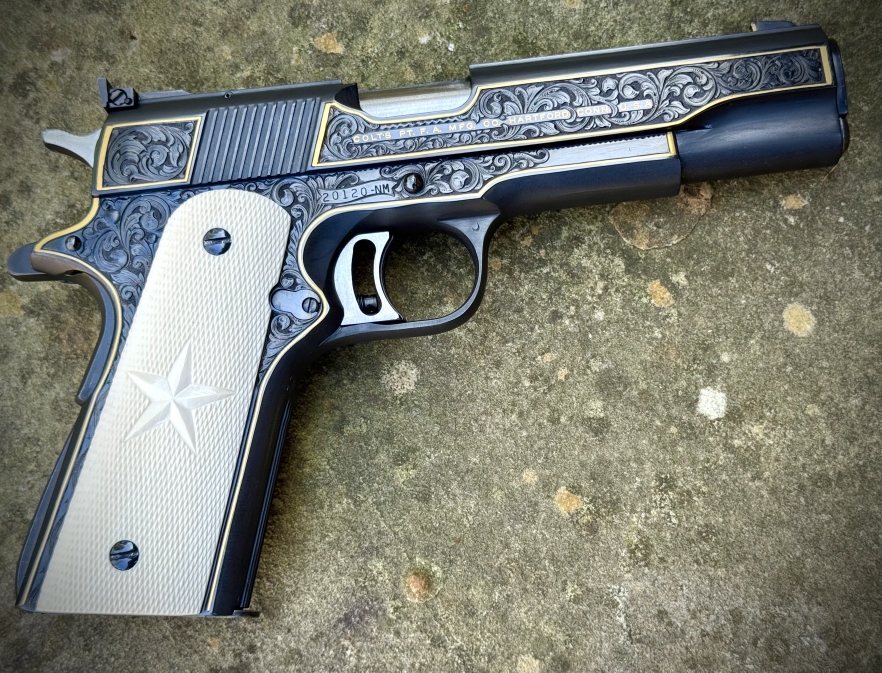 Colt 1911 engraved by Mike Dubber