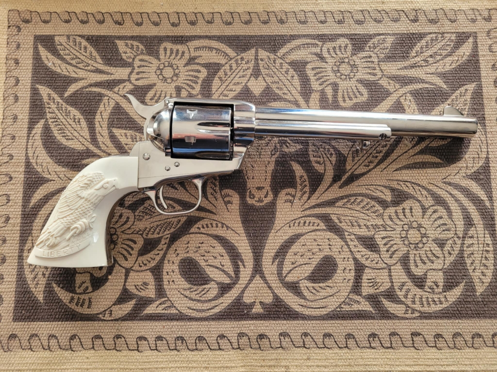 Colt SAA with carved mammoth ivory grips 