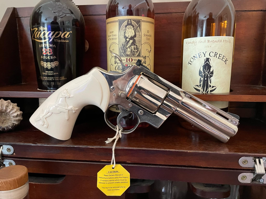 Colt Python with carved mammoth ivory grips 