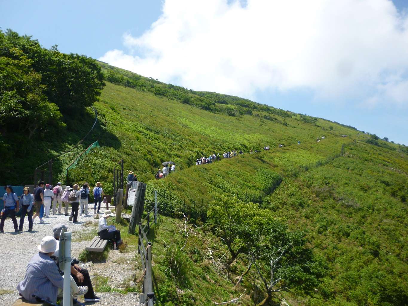 10. 大勢の人が西登山道を登っていく