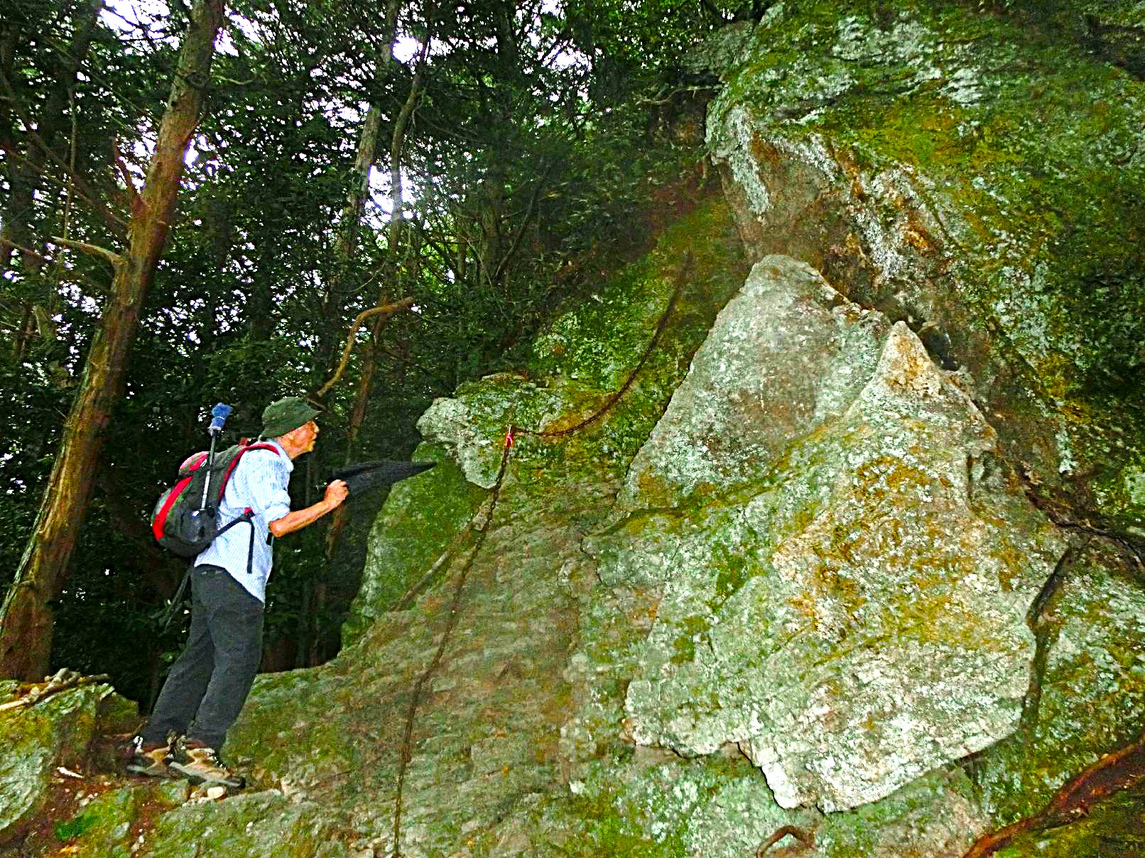 ５．割岩を確認中