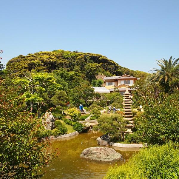 広い庭園から