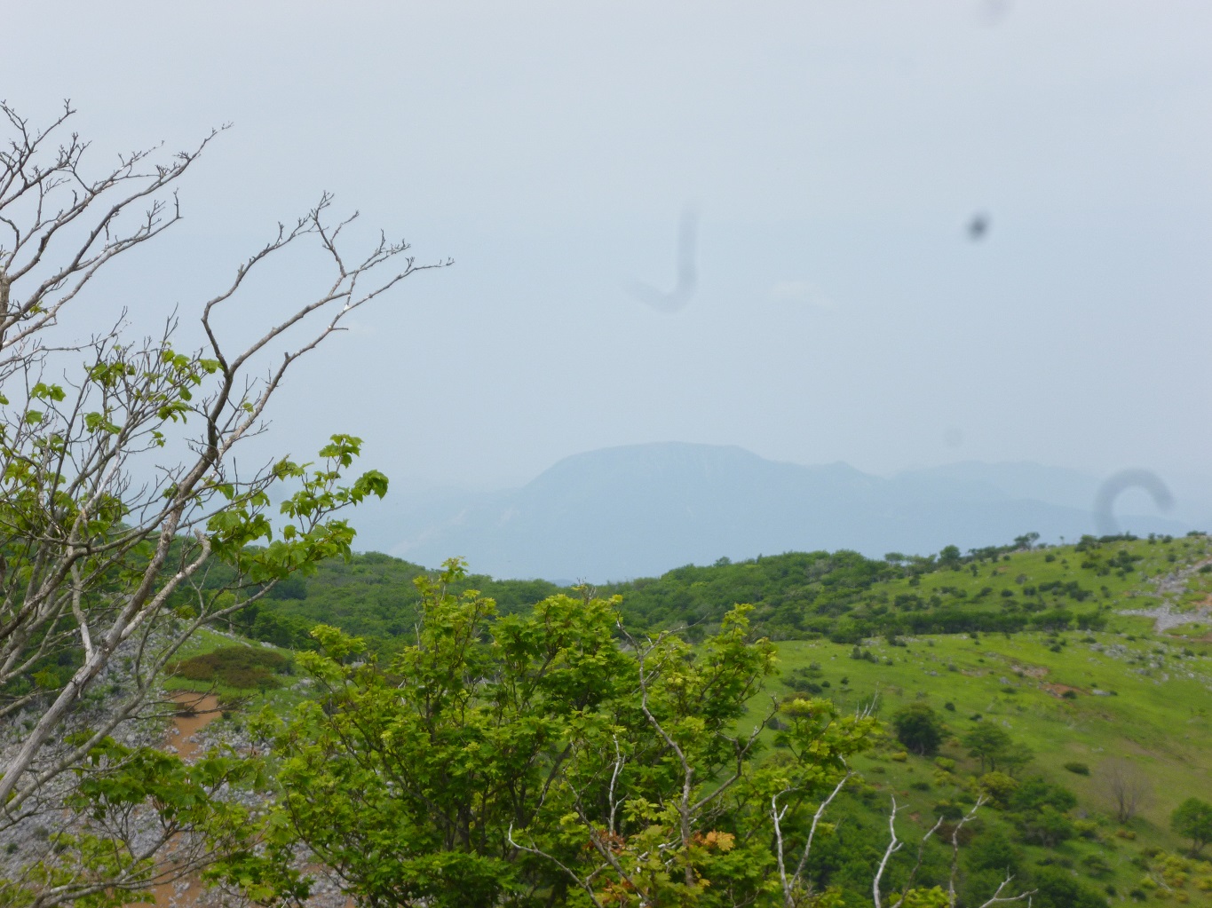25. 山頂から伊吹山を望む