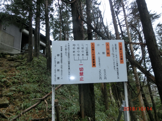 １２．入山料案内板