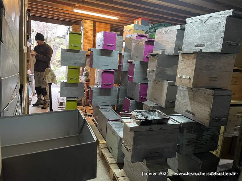 Travaux d'hiver apiculture cevennes ruches Bastien