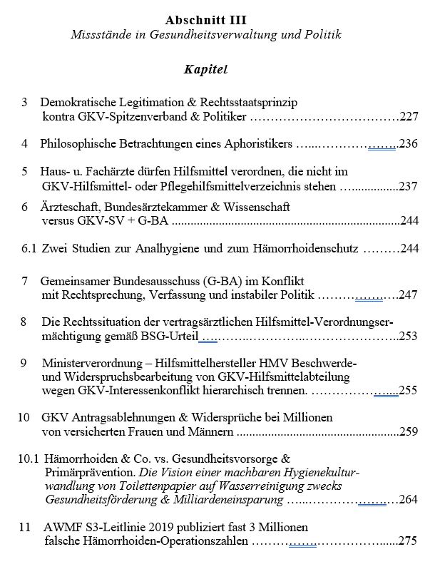 Inhaltsverzeichnis 3 - Das GKV Lügen und Rechtsbruch Kartell in der der deutschen Staatsverwaltung