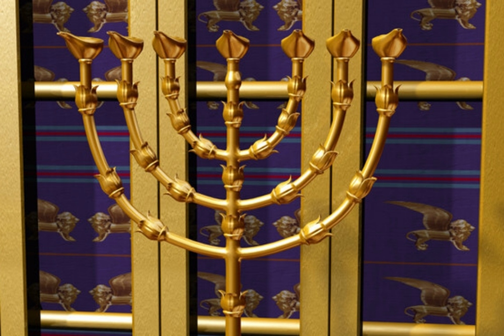 Bible chandelier doré "Menorah" dans le Tabernacle
