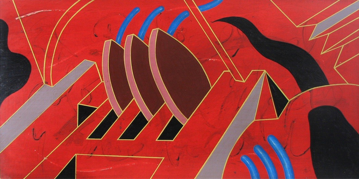 Ciudad Roja. Mixta y esmalte s/tabla. 120x60. 2011