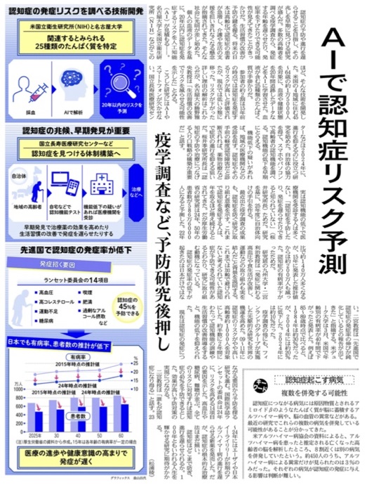 AIで認知症リスク予測、疫学調査など、予防研究後押し