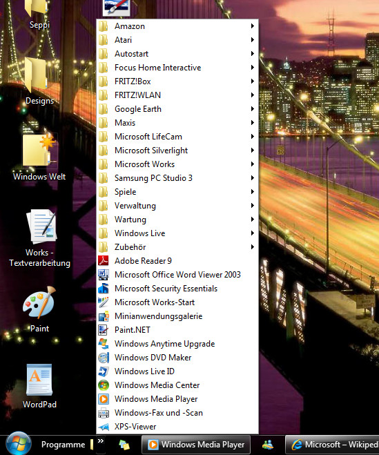 Klassisches Startmenü Windows 7