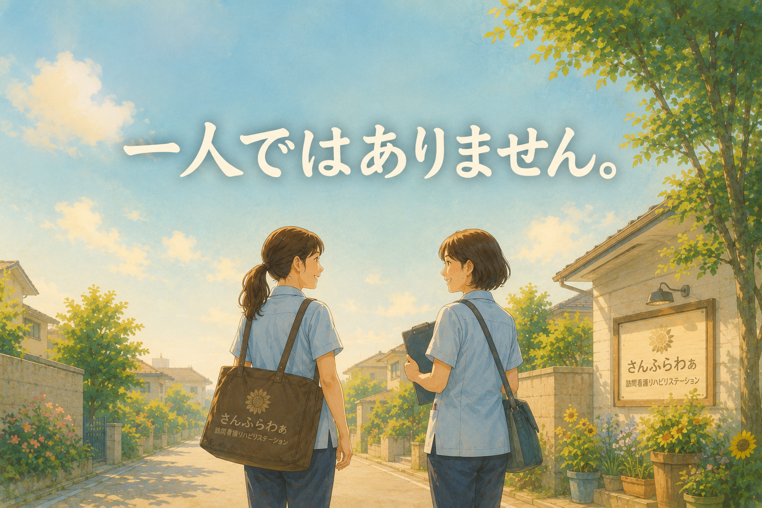 先輩看護師と同行訪問を行う訪問看護