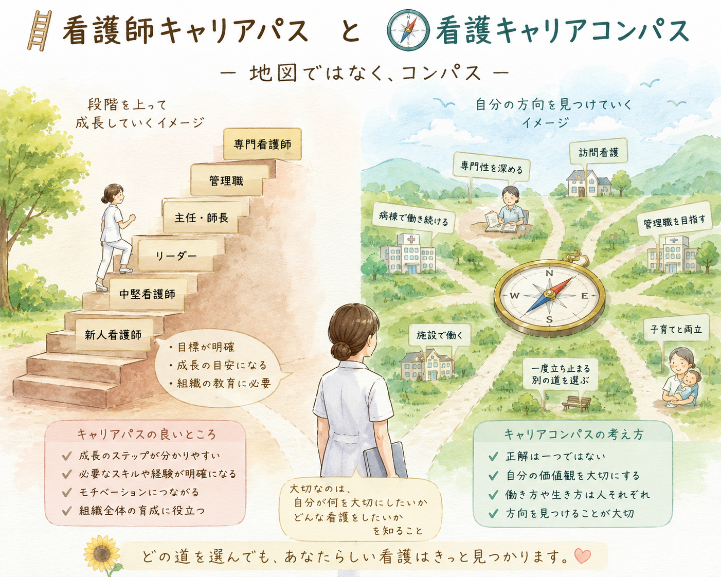 看護師キャリアパス と 看護キャリアコンパス