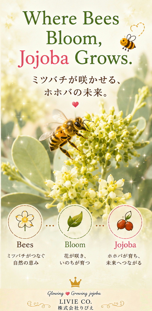 🌼 Where Bees Bloom, Jojoba Grows.  自然が育む、 笑顔と美しさの輪。