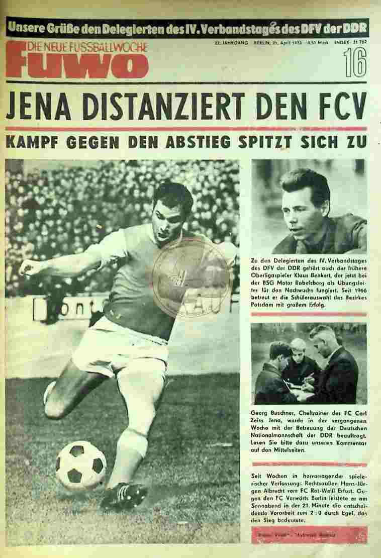 1970 April 21. Die neue Fussballwoche fuwo Nr. 16