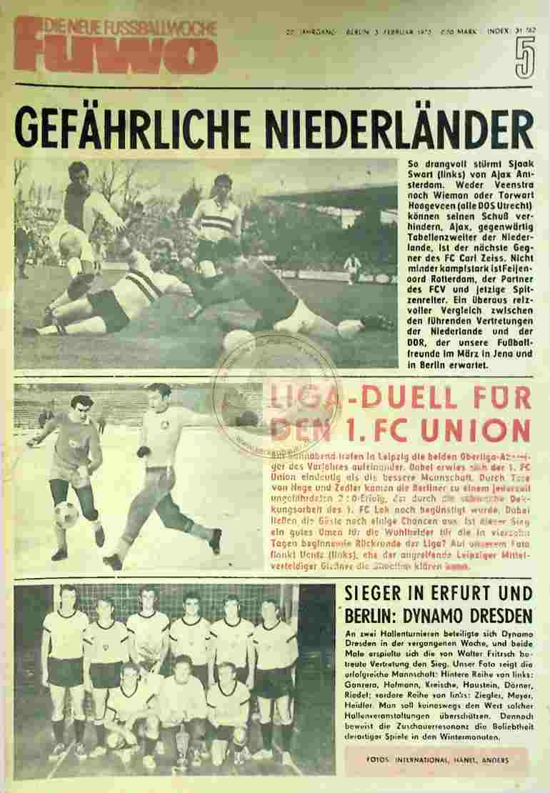 1970 Februar 3. Die neue Fussballwoche fuwo Nr. 5