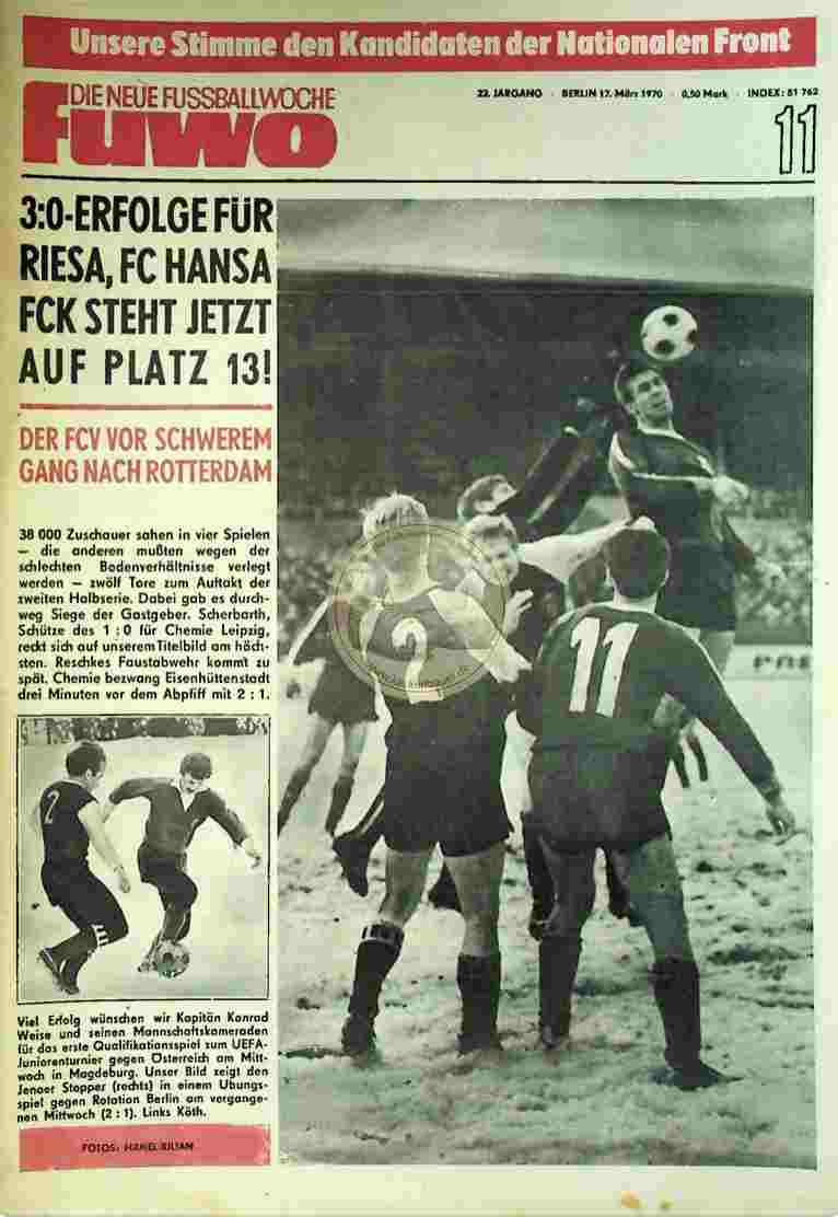 1970 März 17. Die neue Fussballwoche fuwo Nr. 11